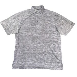 FootJoy Polo Shirt Mens Large Gray Striped Golf Performance Athletic Lightweight